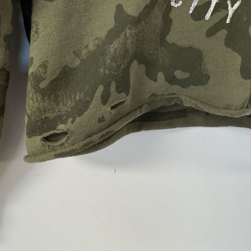 Affliction Garage Built Crop Camo Distressed Hoodie Sweater Cut Outs XL EUC - Picture 6 of 11